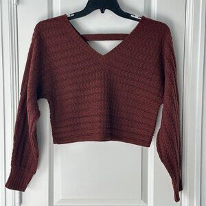 Pink Rose Womens V-Neck Textured Knit Sweater Small 100% Acrylic Made In Banglad